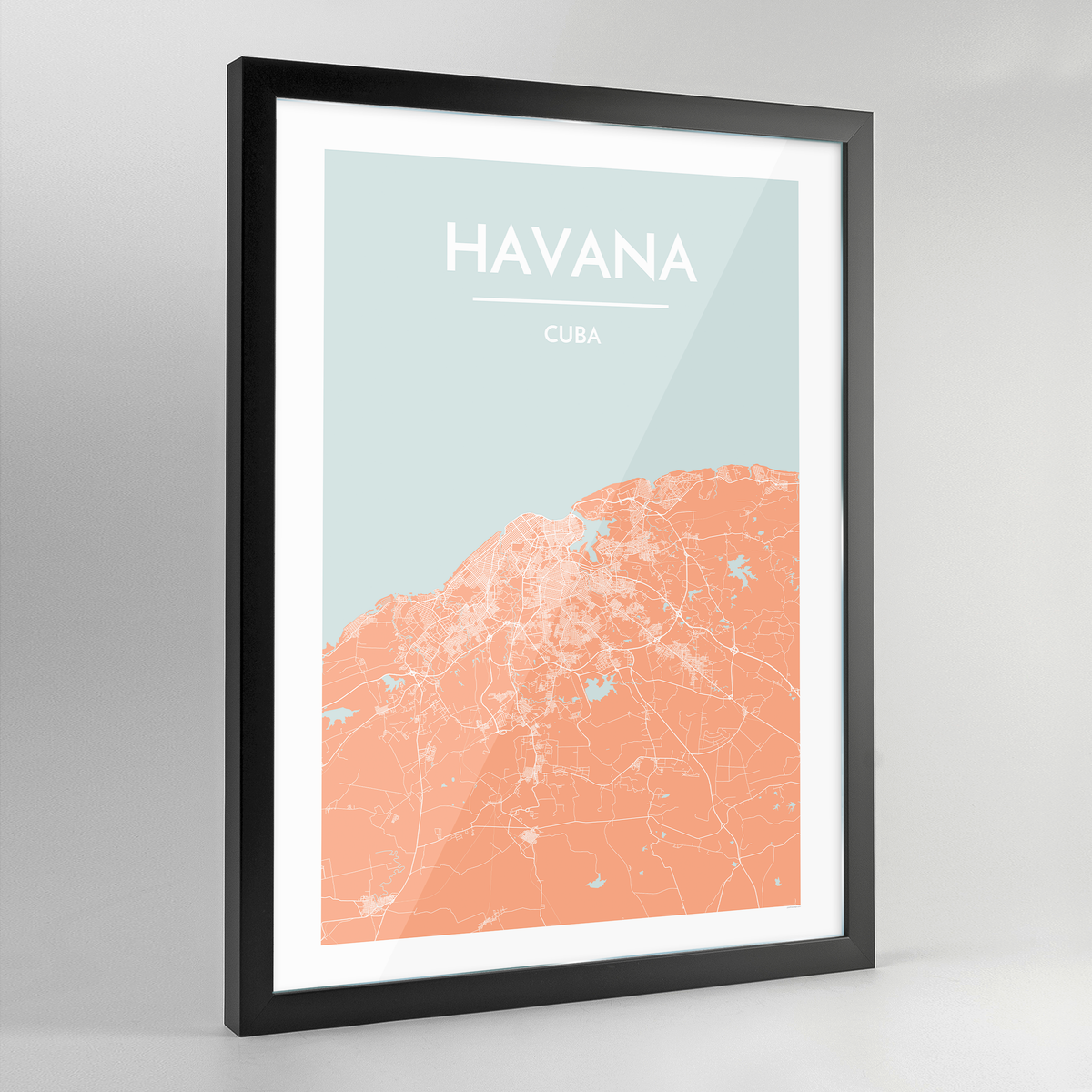 Framed Havana City Map Art Print - Point Two Design