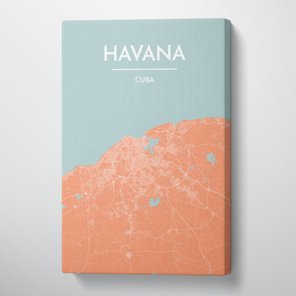 Havana City Map Canvas Wrap - Point Two Design