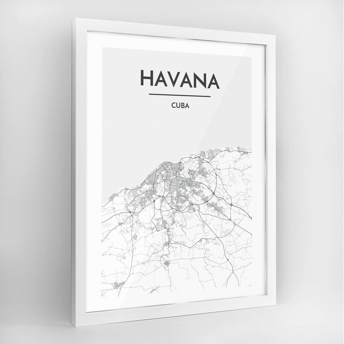 Havana Map Art Print - Framed