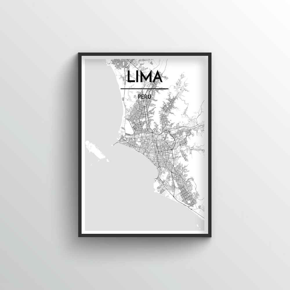 Lima City Map Art Print - Point Two Design