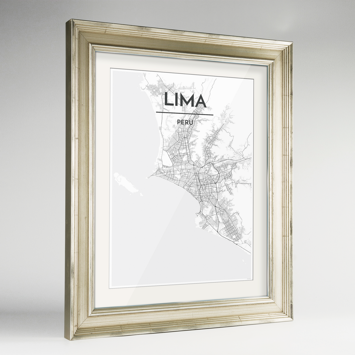 Lima Map Art Print - Framed