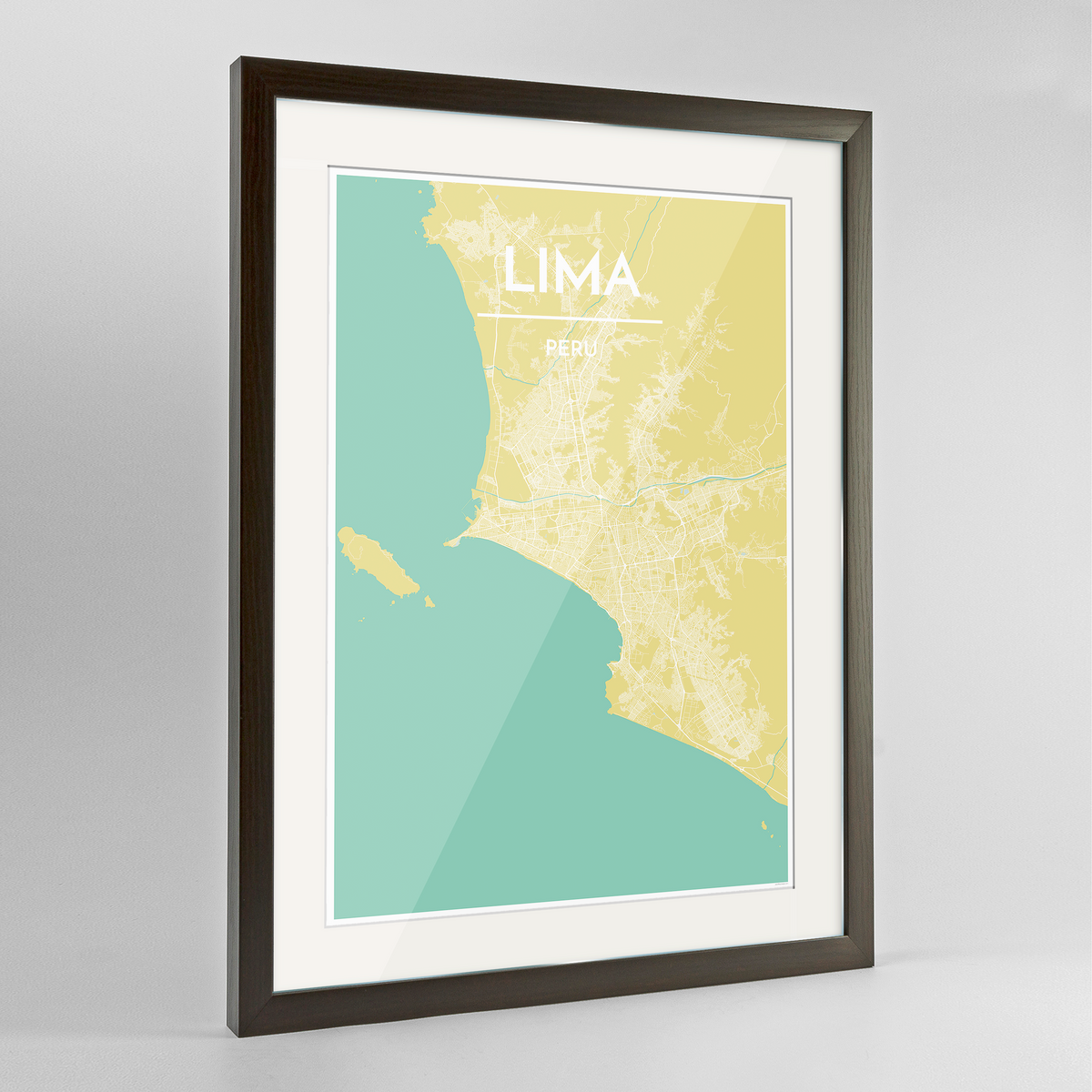 Lima Map Art Print - Framed