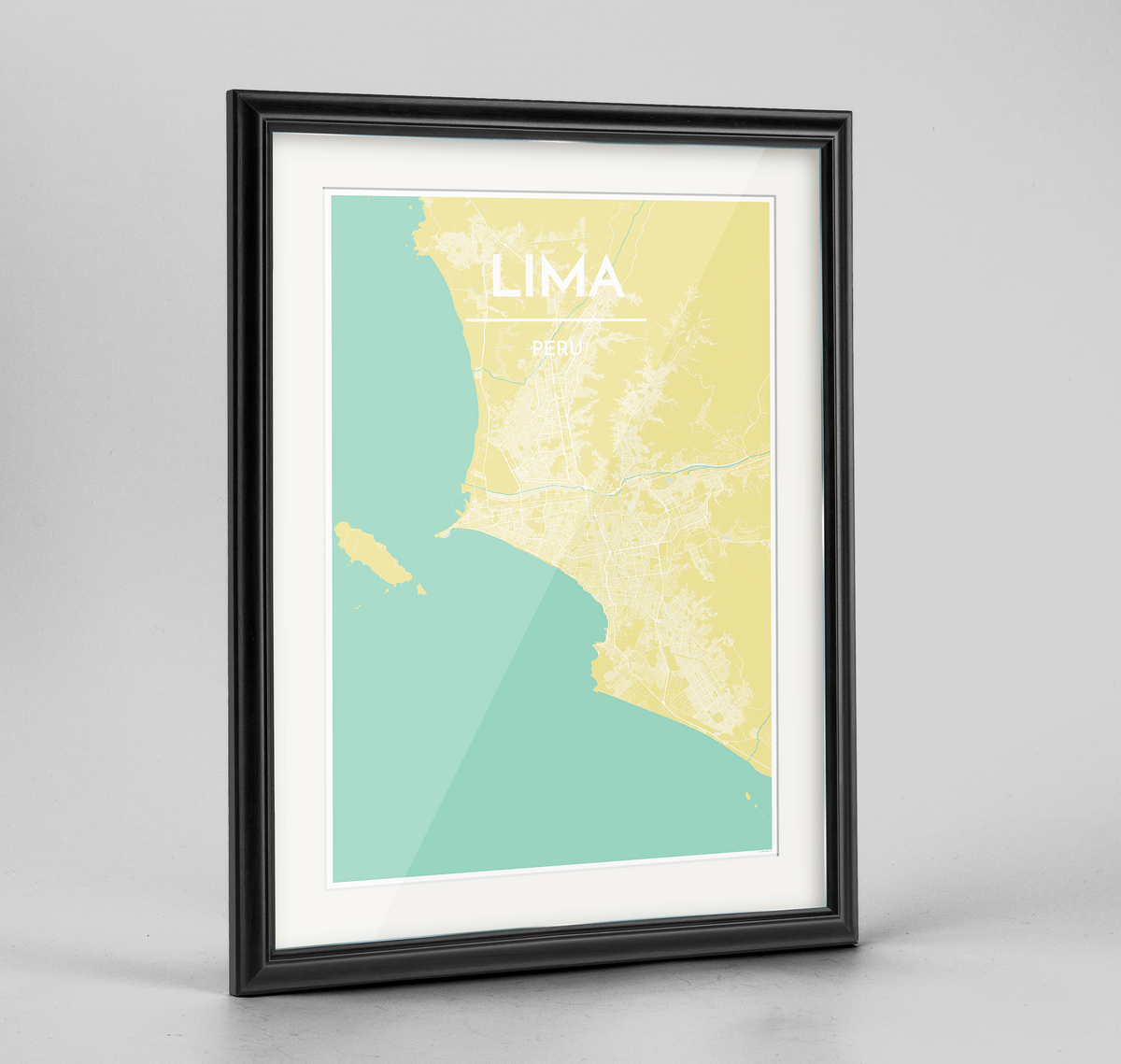 Framed Lima City Map Art Print - Point Two Design