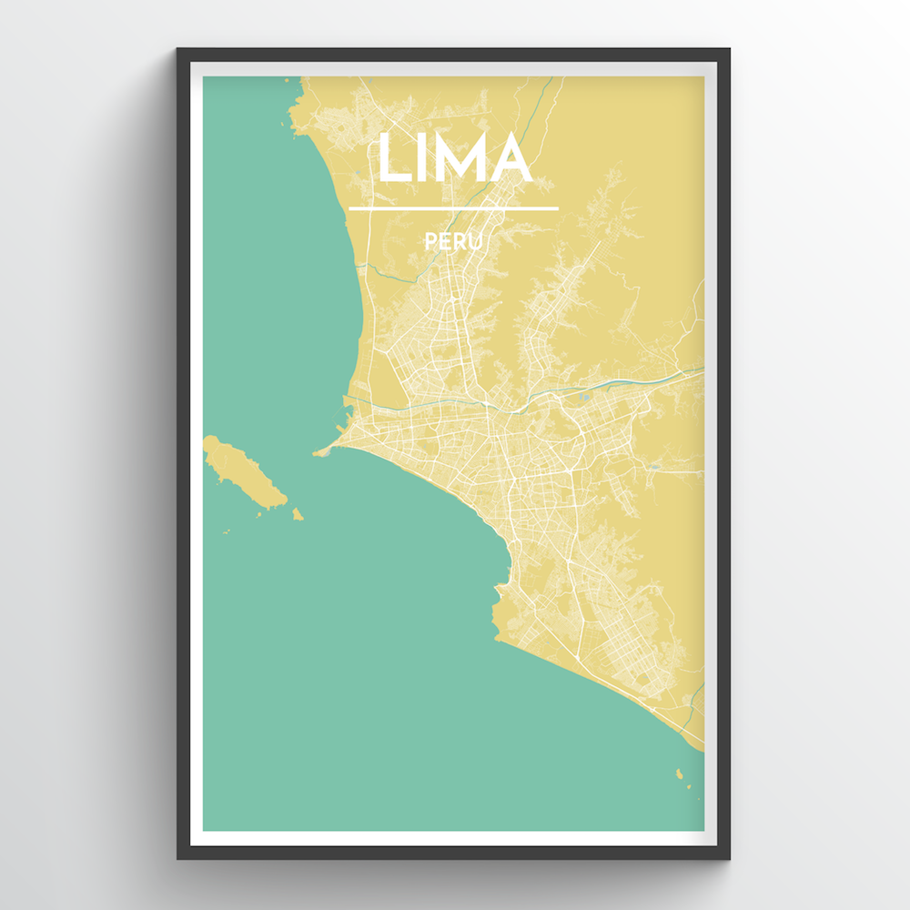 Lima City Map Art Print - Point Two Design