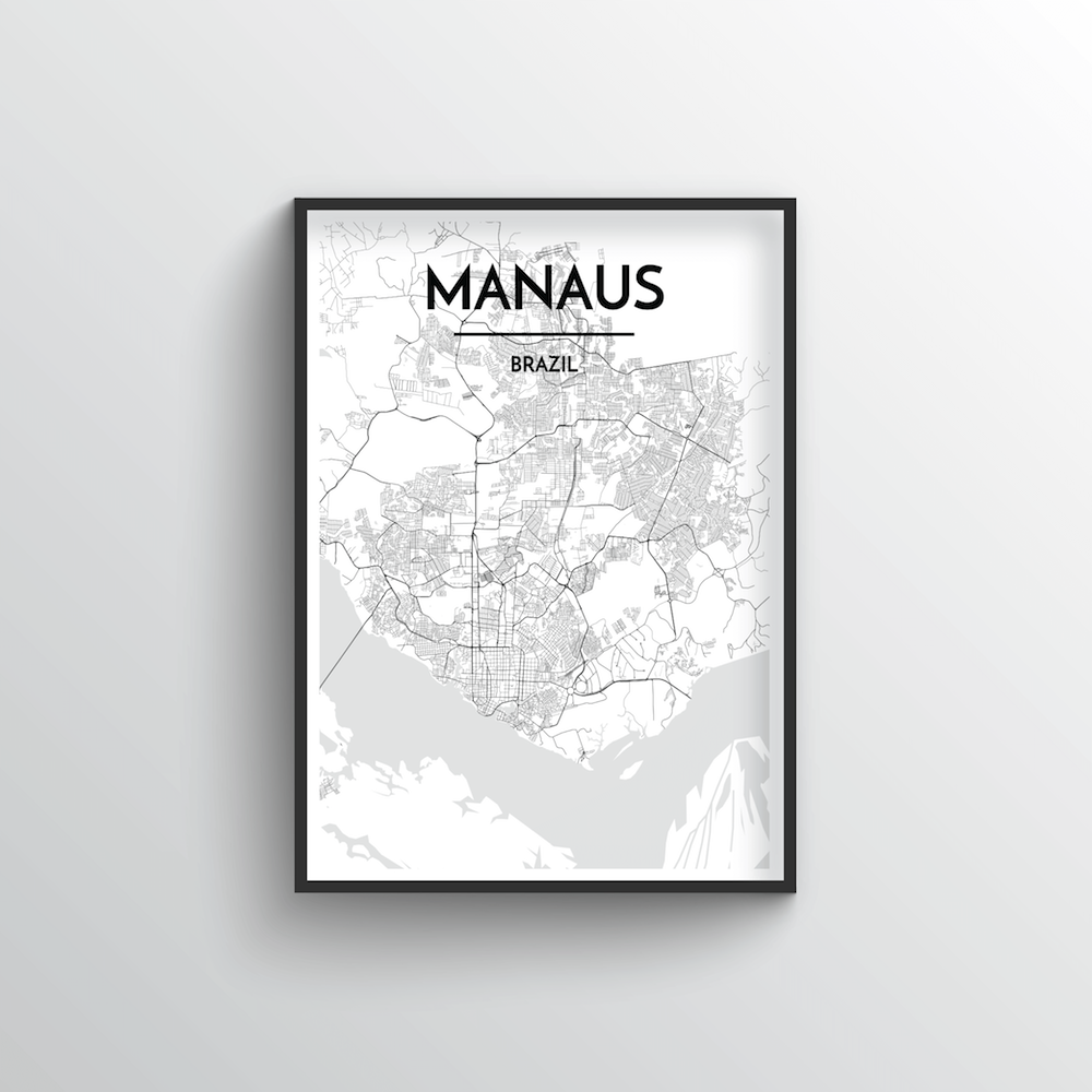 Manaus City Map Art Print - Point Two Design