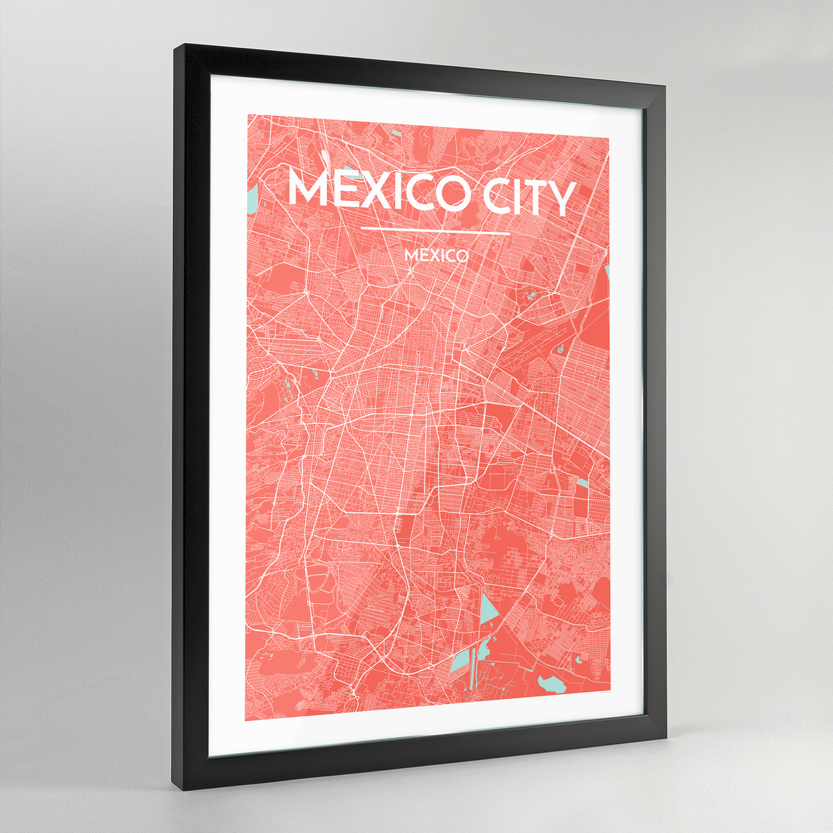 Framed Mexico City Map Art Print - Point Two Design