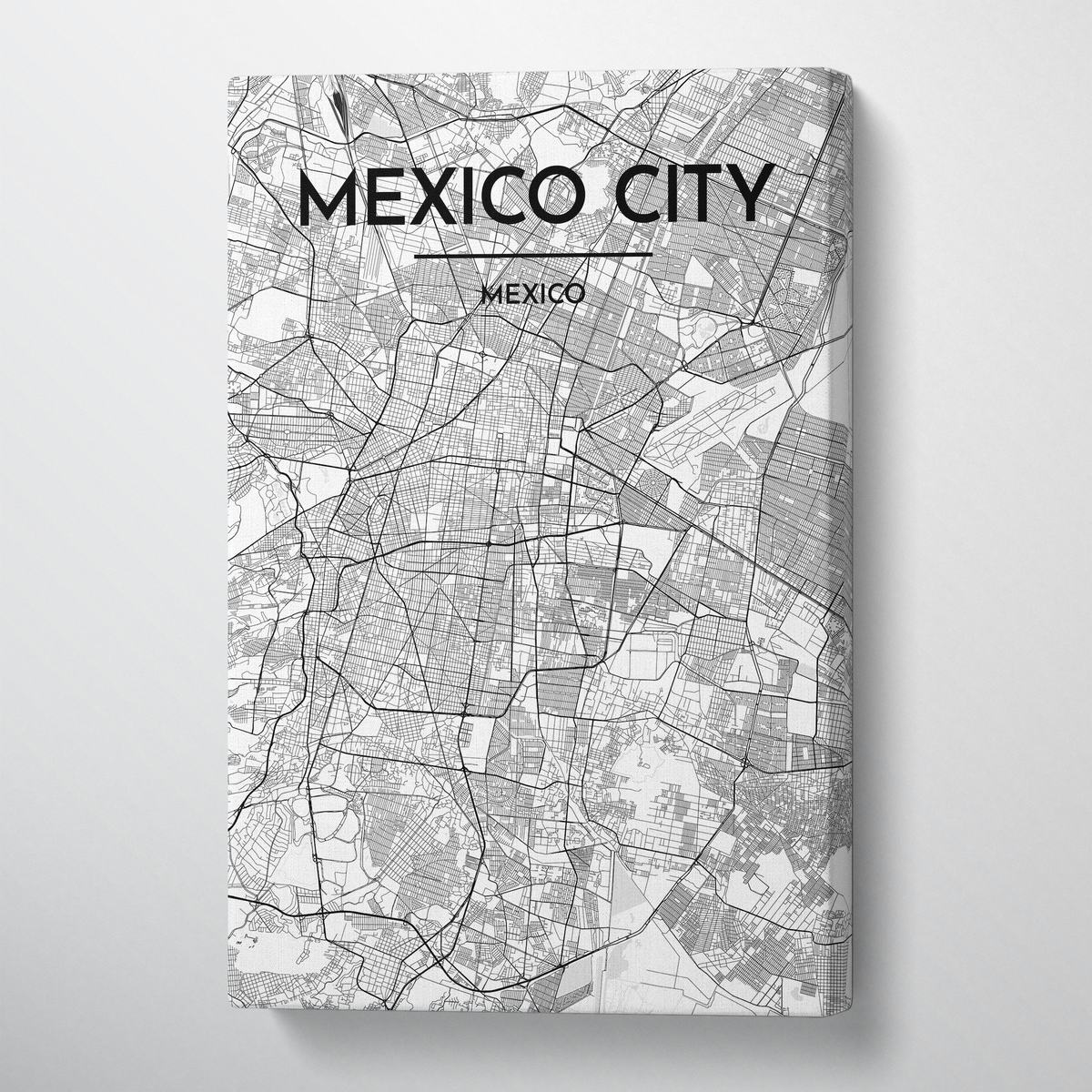 Mexico City Map Canvas Wrap - Point Two Design - Black &amp; White Print