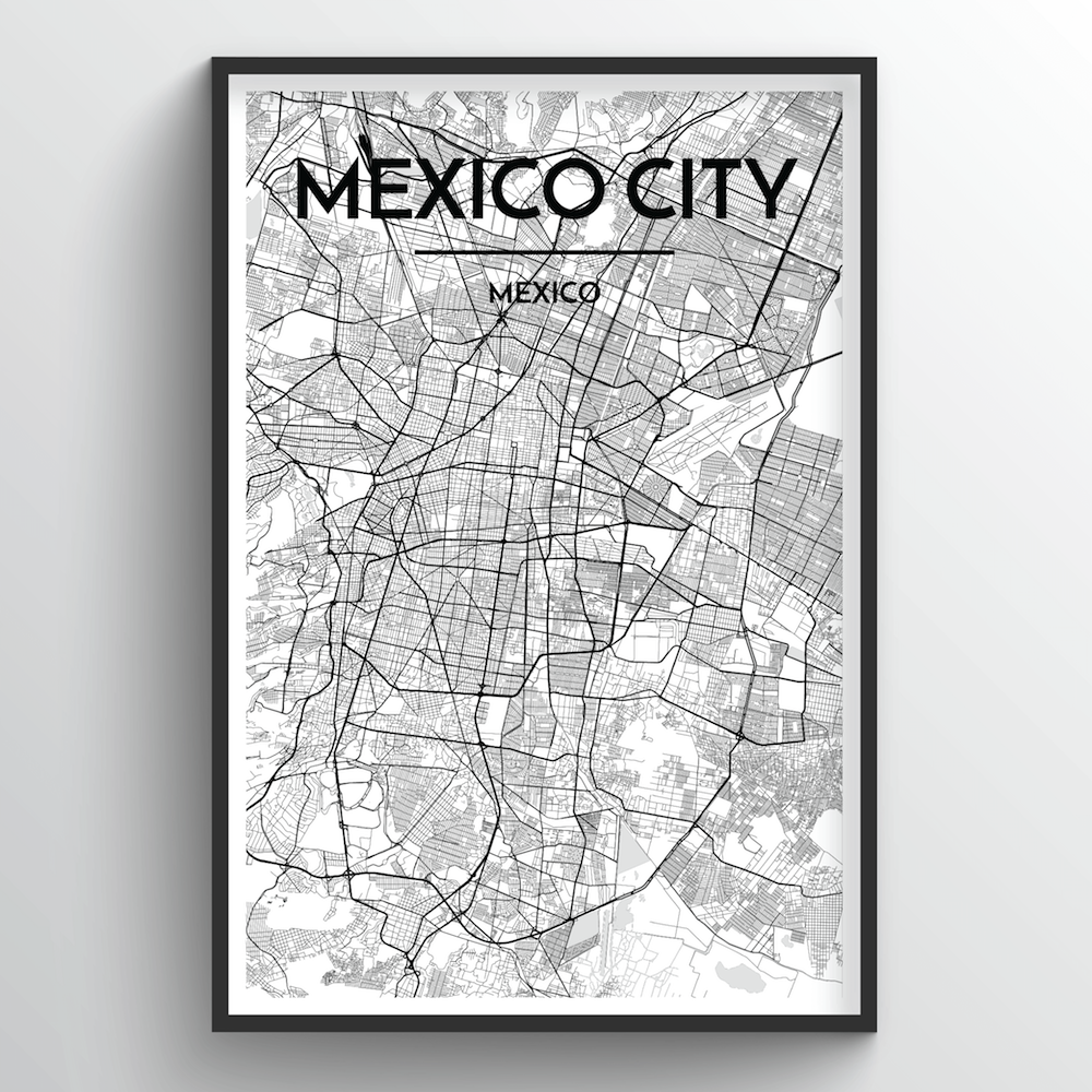 Mexico City Map Prints Point Art Design Custom Made Two - - High Quality Art