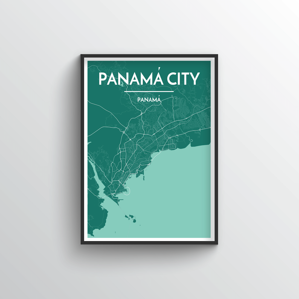 Panama City Map Art Print - Point Two Design - Black &amp; White Print
