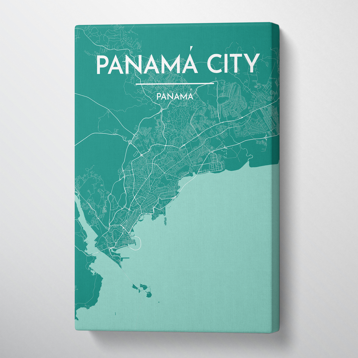 Panama City Map Canvas Wrap - Point Two Design