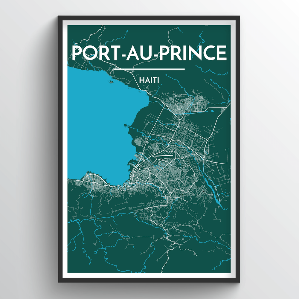Port Au Prince City Map Art Print - Point Two Design