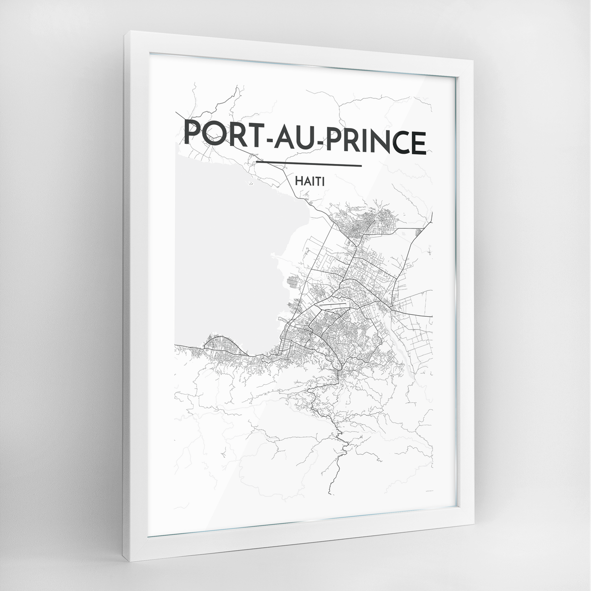 Port Au Prince Map Art Print - Framed