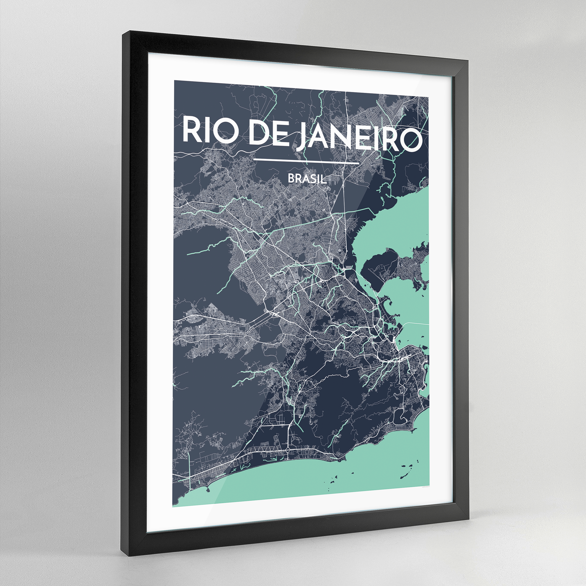 Framed Rio de Janeiro City Map Art Print - Point Two Design