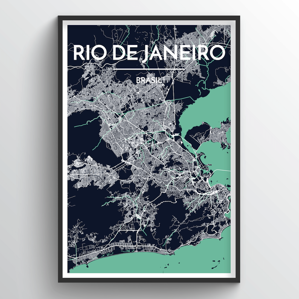 Rio de Janeiro City Map Art Prints - High Quality Custom Made Art - Point  Two Design