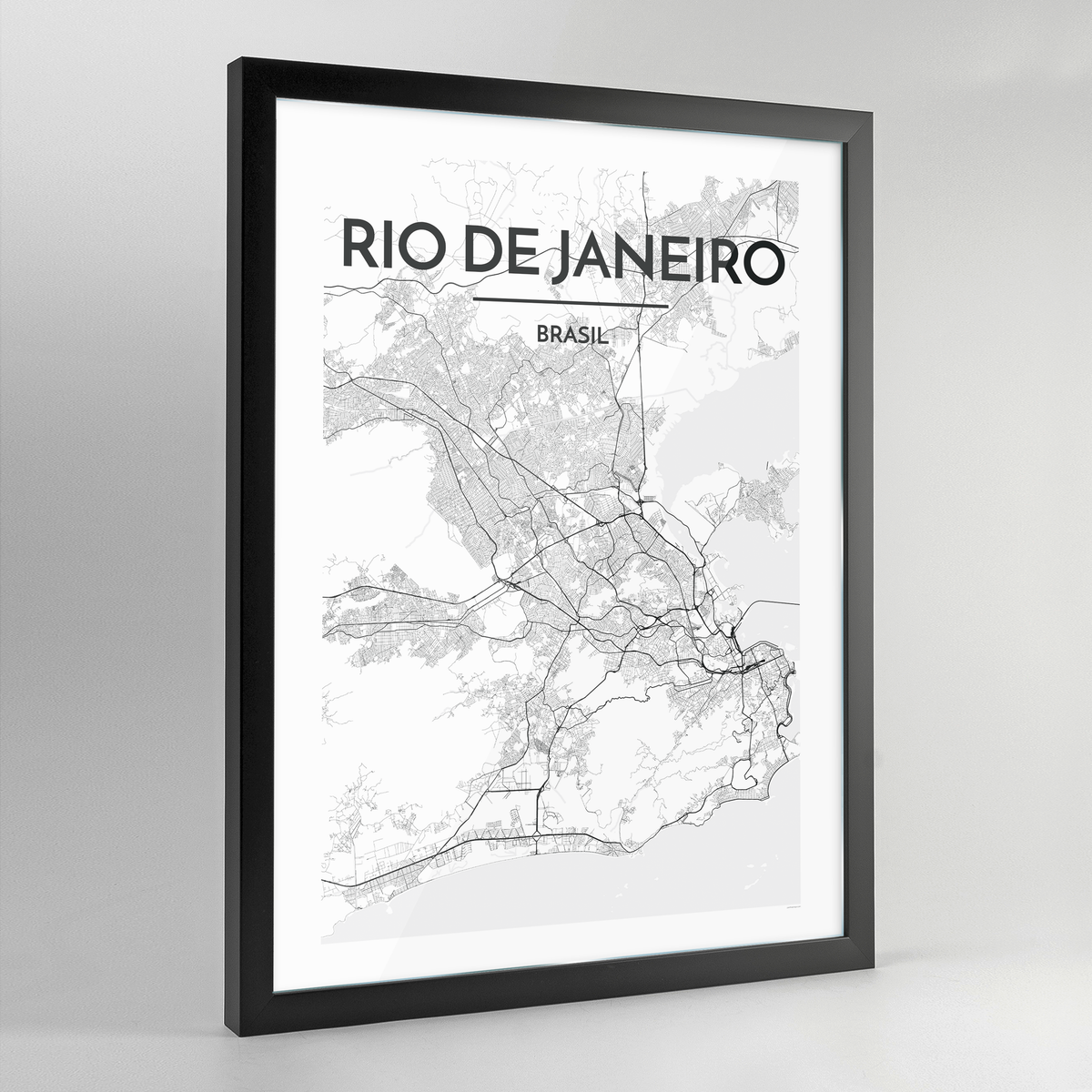 Rio de Janeiro Map Art Print - Framed