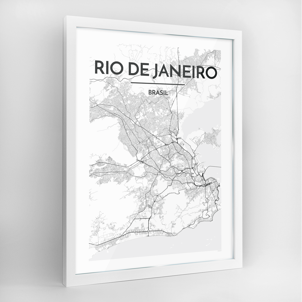 Rio de Janeiro Map Art Print - Framed