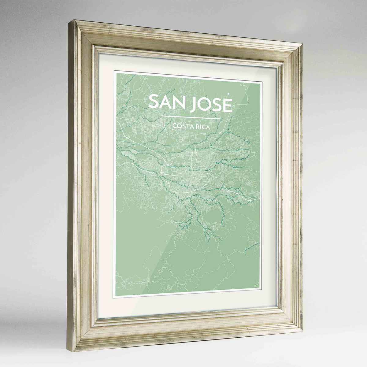 Framed San Jose Map Art Print 24x36&quot; Champagne frame Point Two Design Group