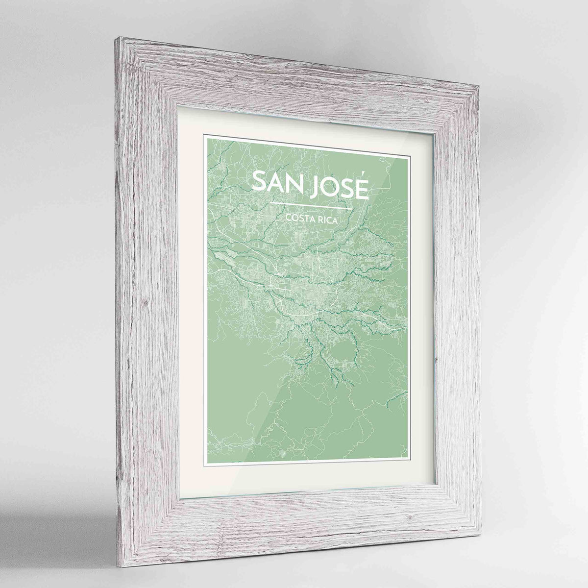 Framed San Jose Map Art Print 24x36&quot; Western White frame Point Two Design Group