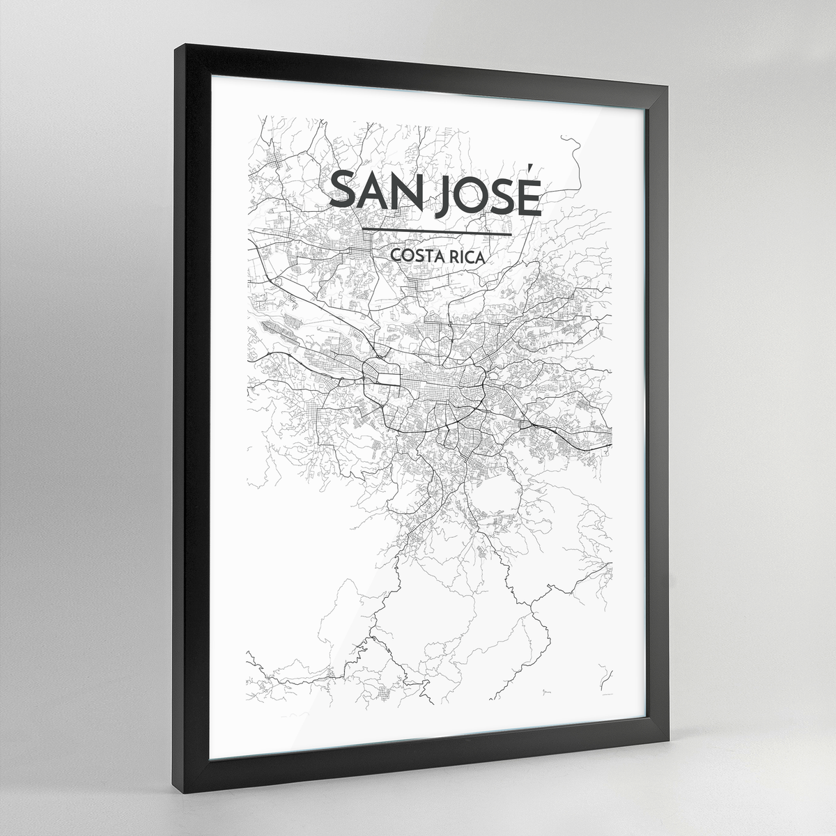 San Jose Map Art Print - Framed