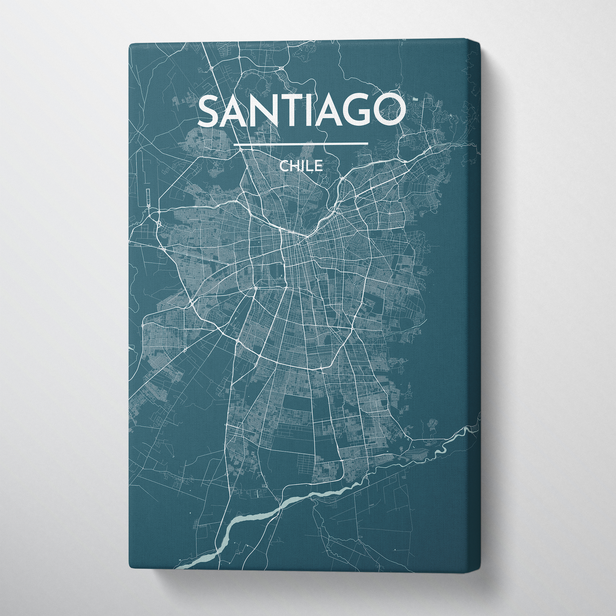 Santiago City Map Canvas Wrap - Point Two Design