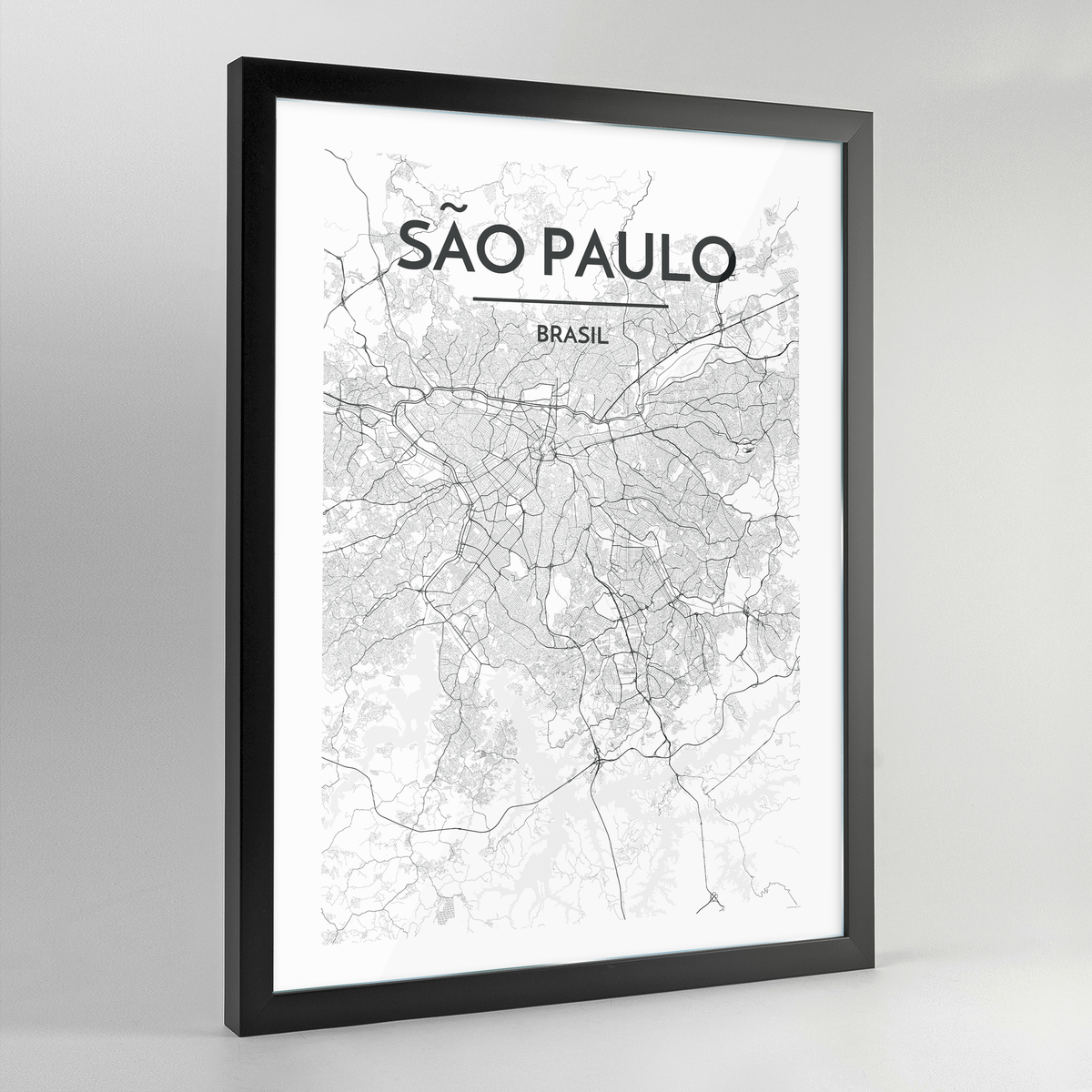 Sao Paulo Map Art Print - Framed