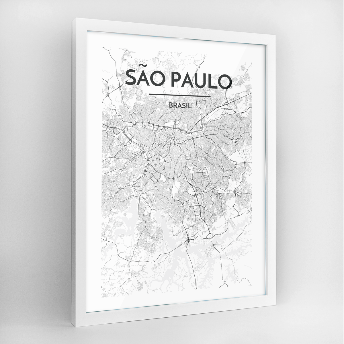 Sao Paulo Map Art Print - Framed