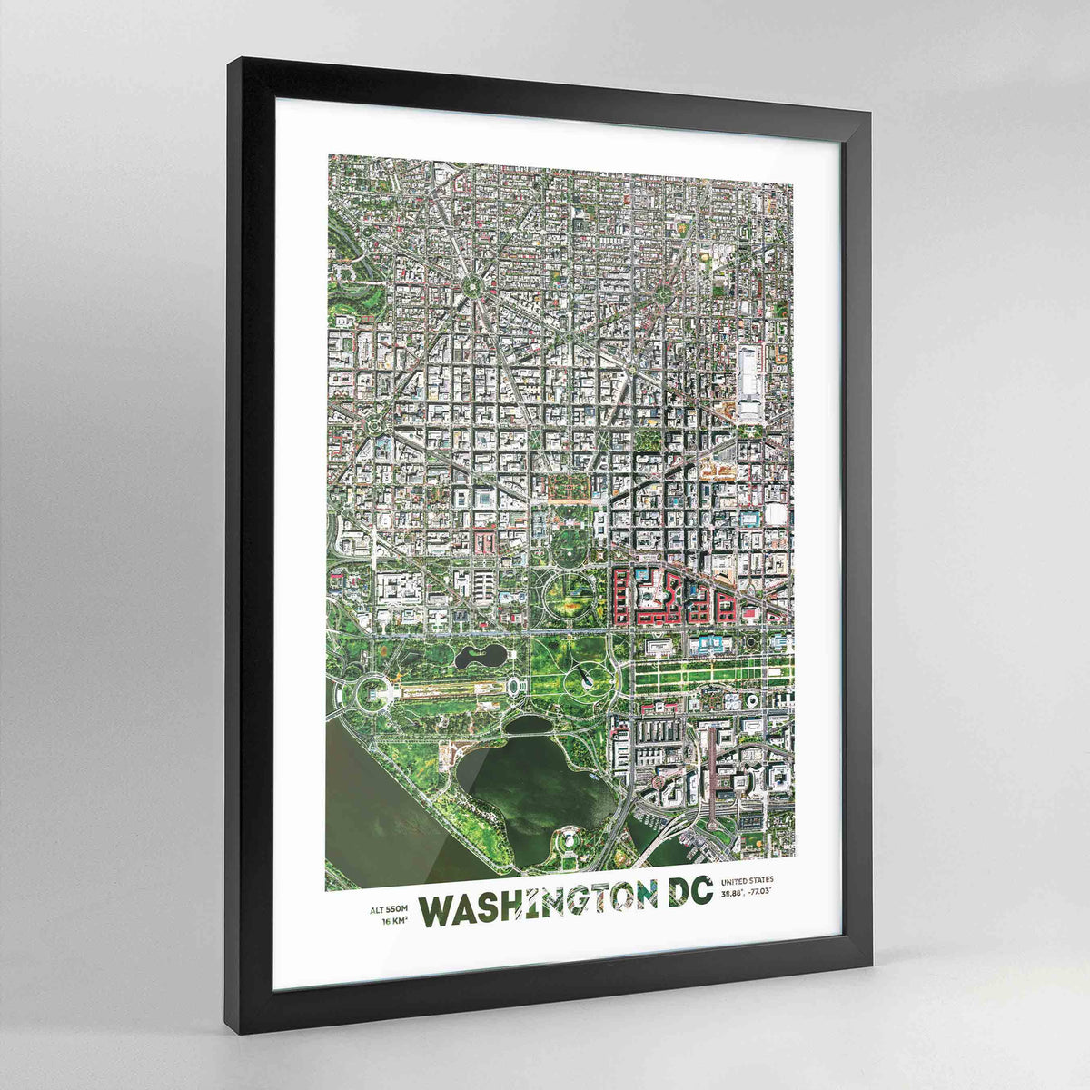 Washington DC Earth Photography Art Print - Framed