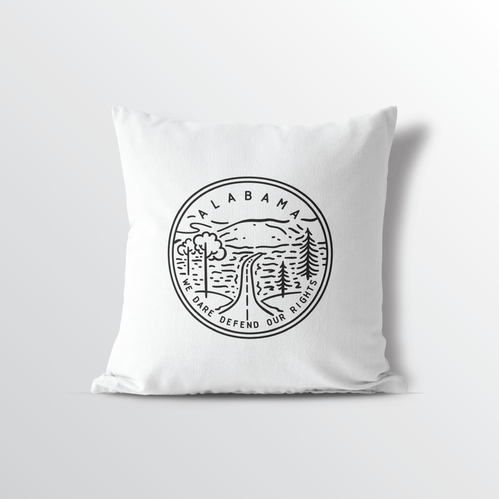 Alabama State Crest Velveteen Throw Pillow - Point Two Design