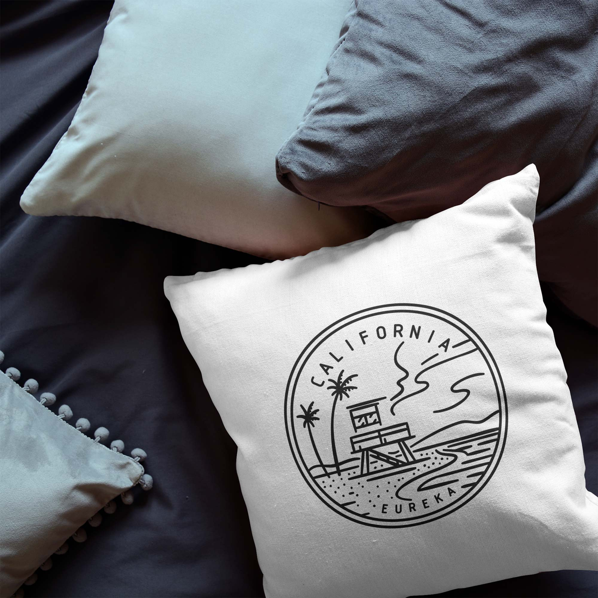 California State Crest Velveteen Throw Pillow - Point Two Design