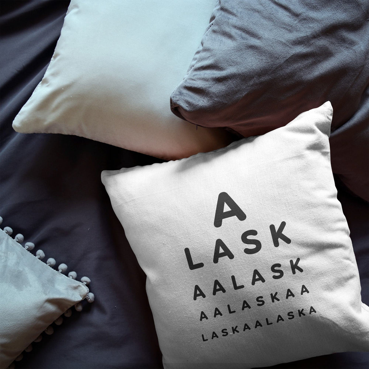 Alaska &quot;Eye Exam&quot; Velveteen Throw Pillow - Point Two Design