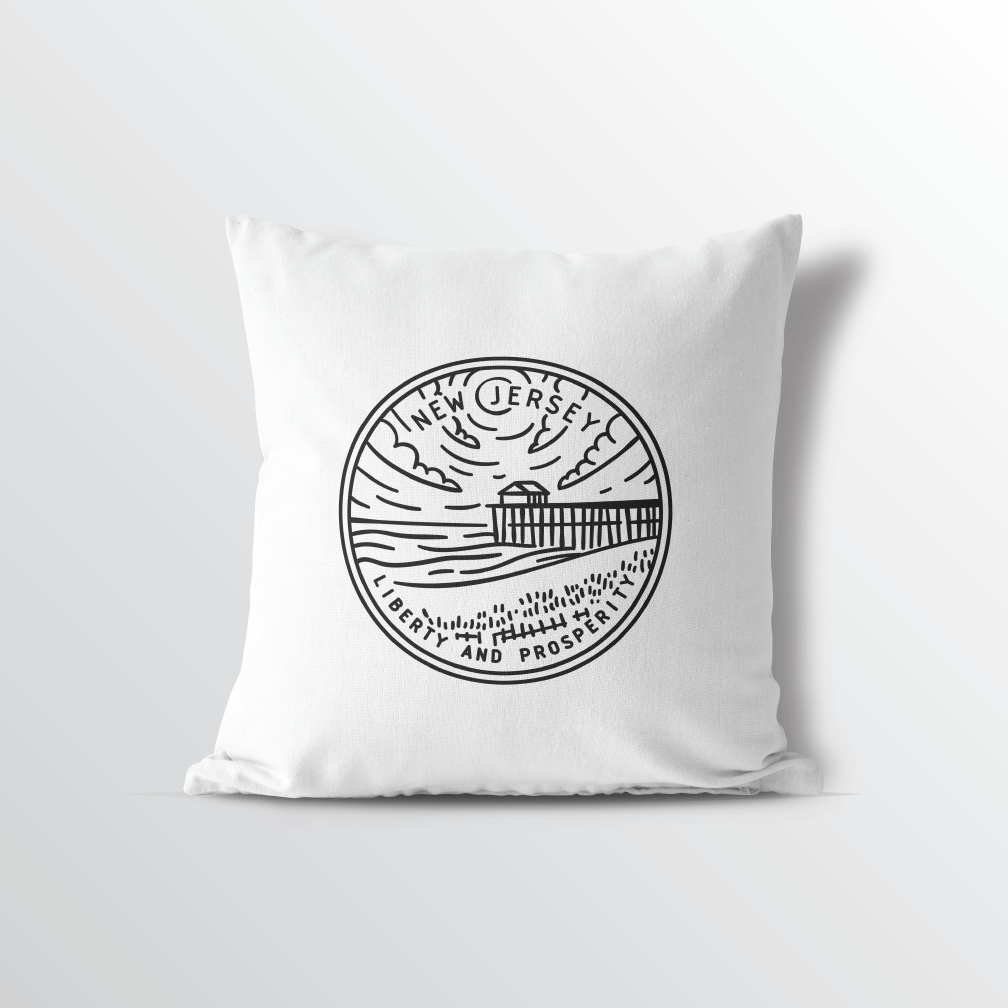 New Jersey State Crest Throw Pillow