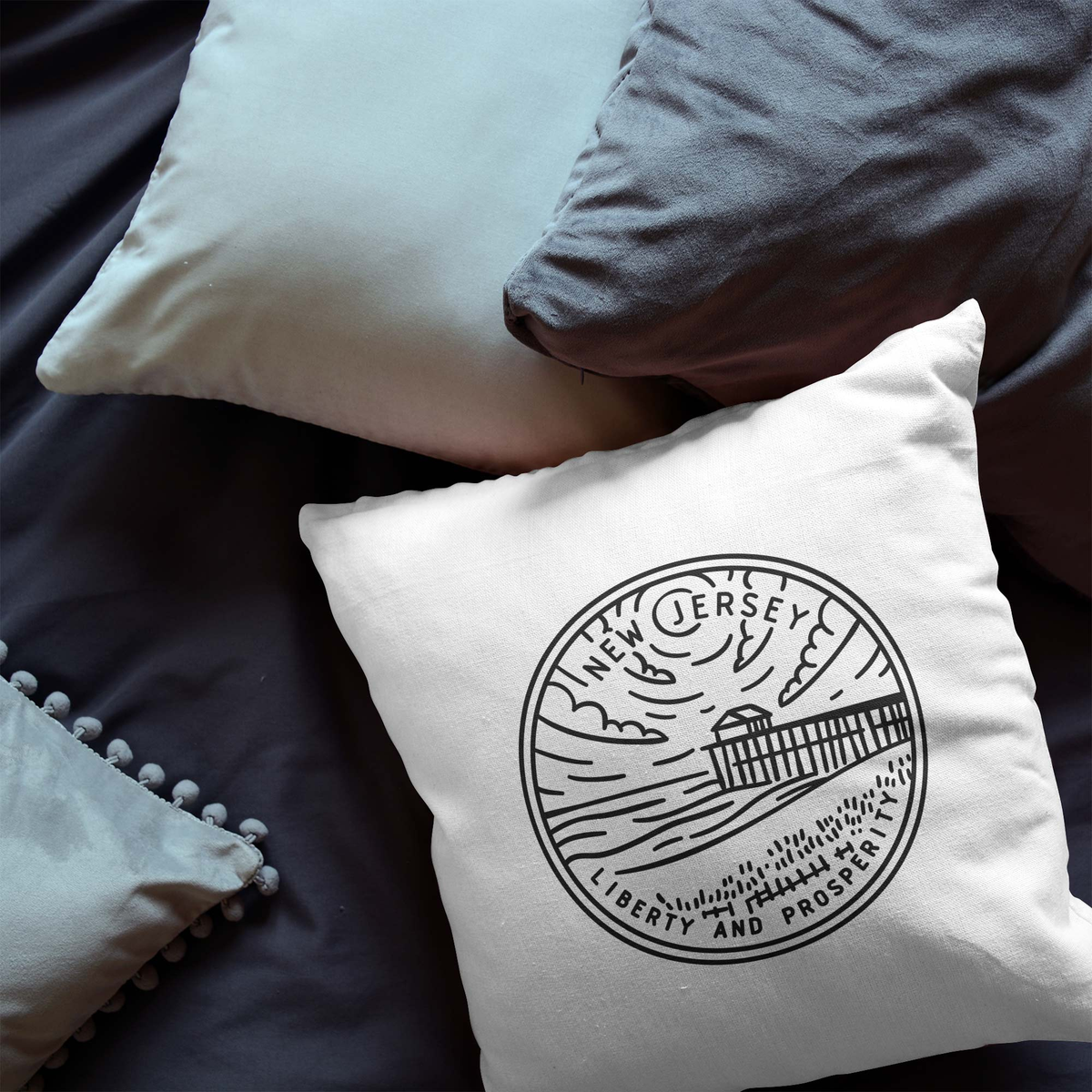 New Jersey State Crest Throw Pillow