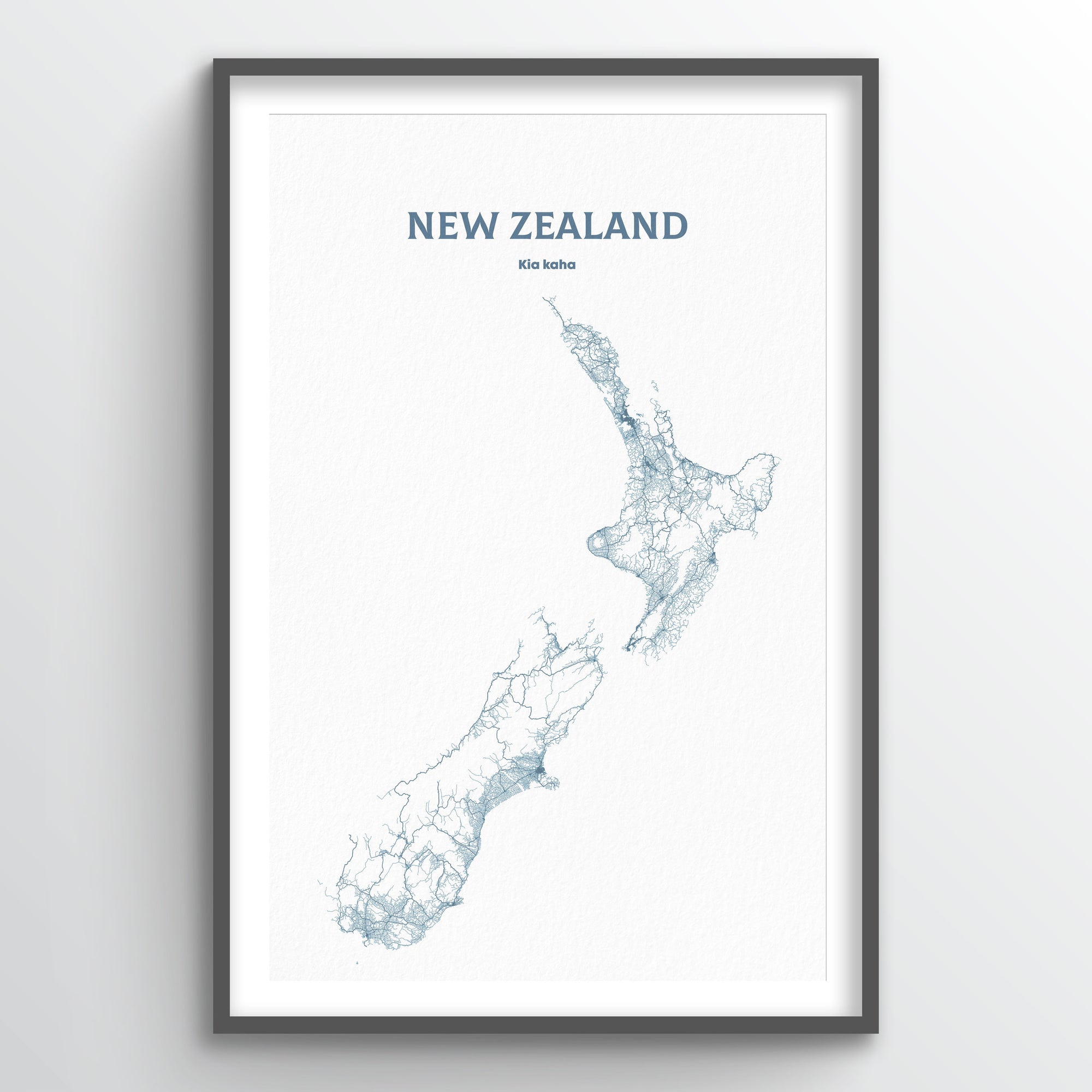 kapitalisme pelleten Ferie New Zealand Map Art Print - Country Road Map Art - Point Two Design