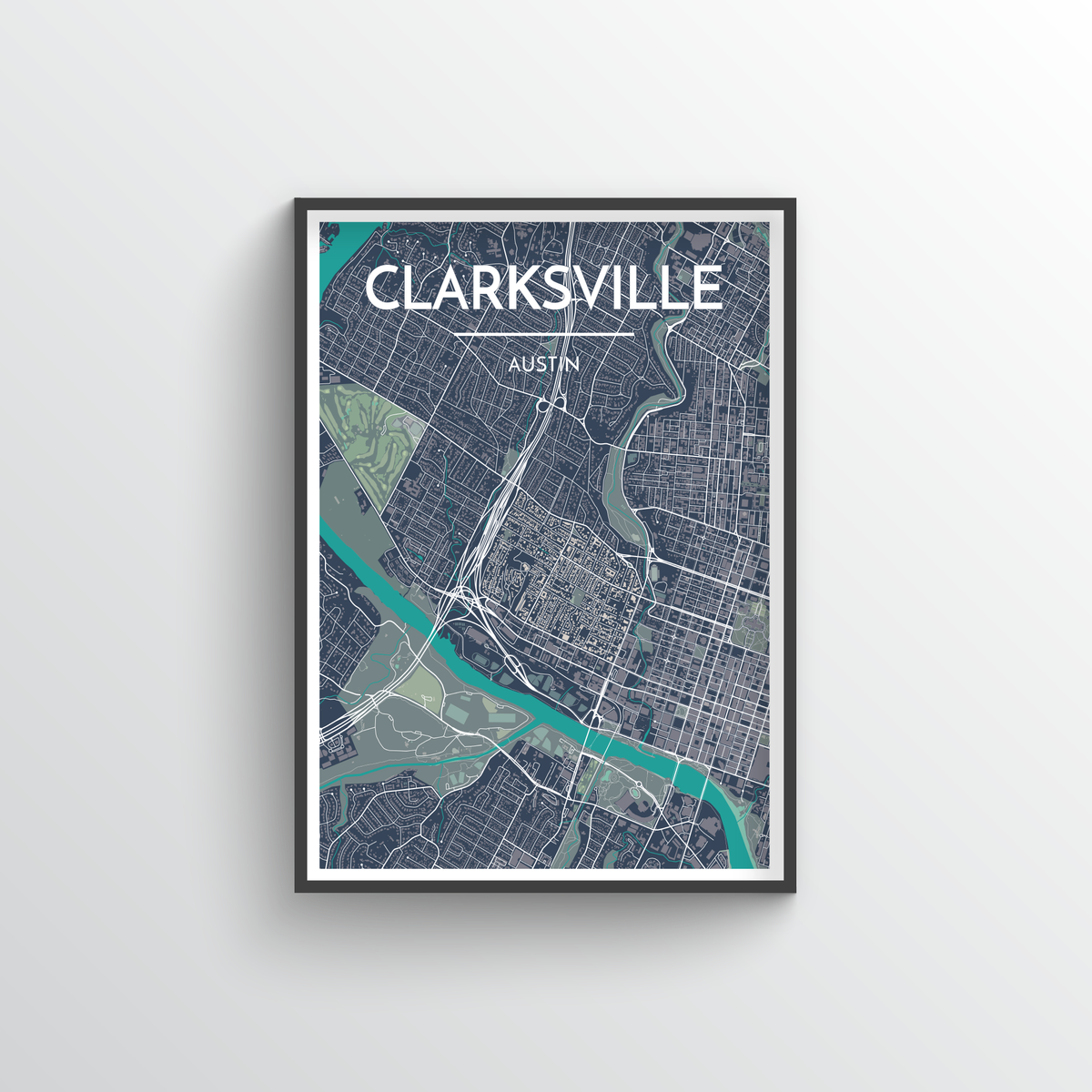 Clarksville Neighbourhood of Austin Map Art Print