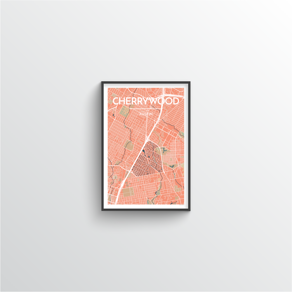 Cherrywood Neighbourhood of Austin Map Art Print - Point Two Design