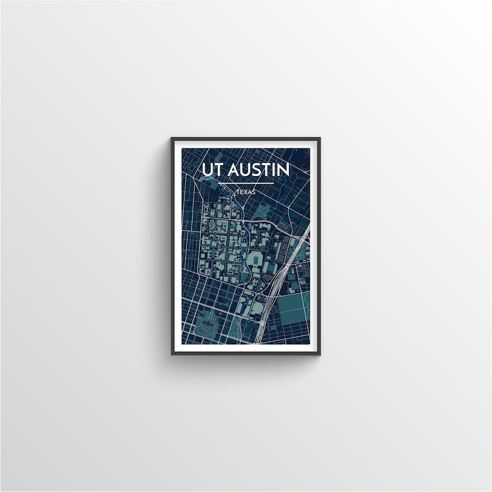University of Texas Austin Map Art Print