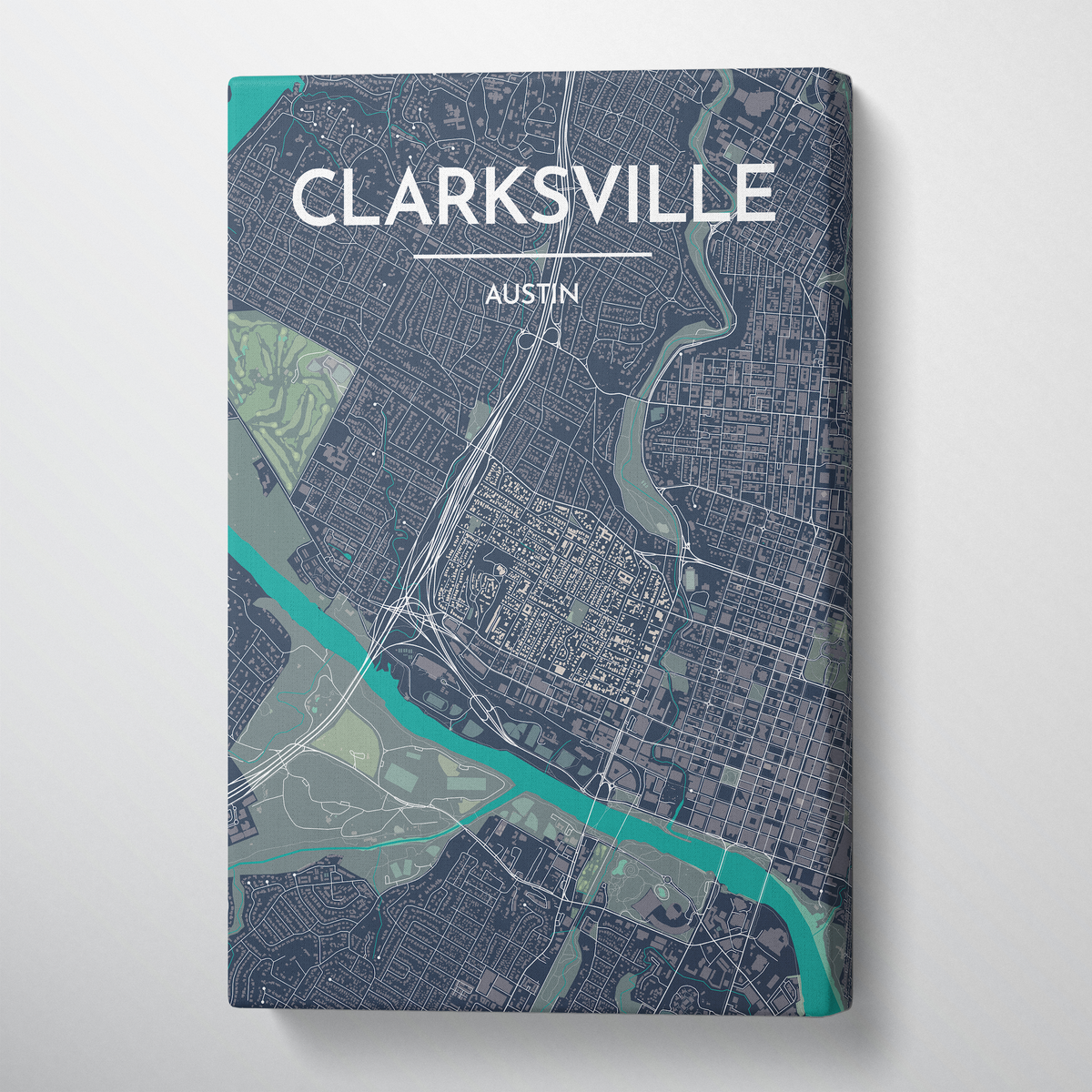 Clarksville Neighbourhood of Austin Map Canvas Wrap - Point Two Design