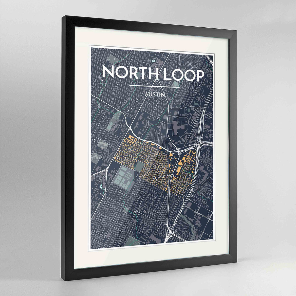 Framed Noe Valley, San Francisco Map Art 24x36&quot; Contemporary Black frame Point Two Design Group
