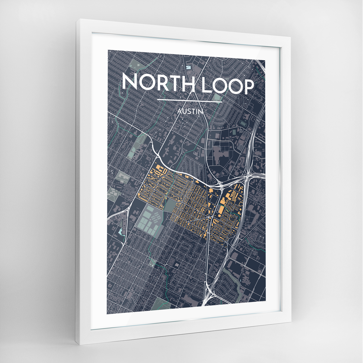 North Loop Neighbourhood of Austin Map Art Print