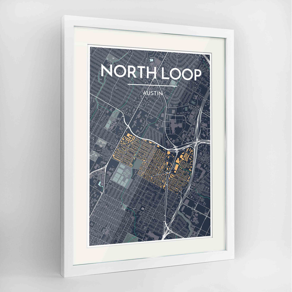 Framed Noe Valley, San Francisco Map Art 24x36&quot; Contemporary White frame Point Two Design Group