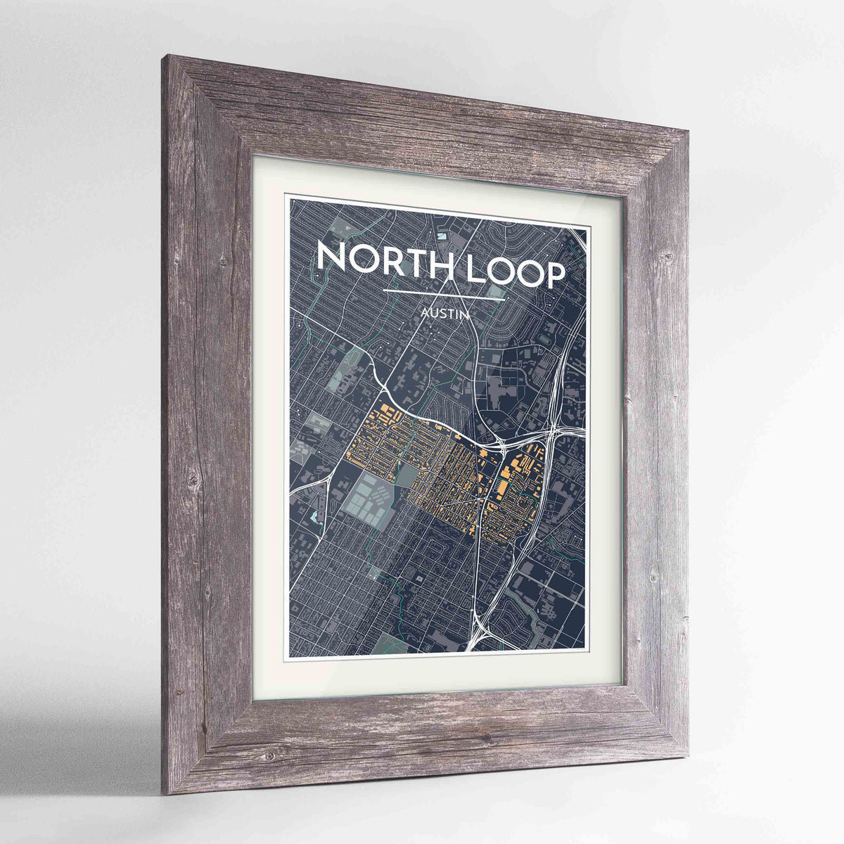 Framed Noe Valley, San Francisco Map Art 24x36&quot; Western Grey frame Point Two Design Group