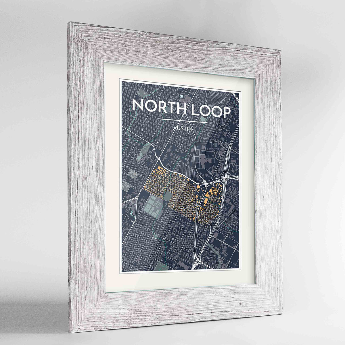 Framed Noe Valley, San Francisco Map Art 24x36&quot; Western White frame Point Two Design Group