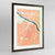 Framed Bouldin Neighbourhood of Austin Map Art Print 24x36" Contemporary Walnut frame Point Two Design Group