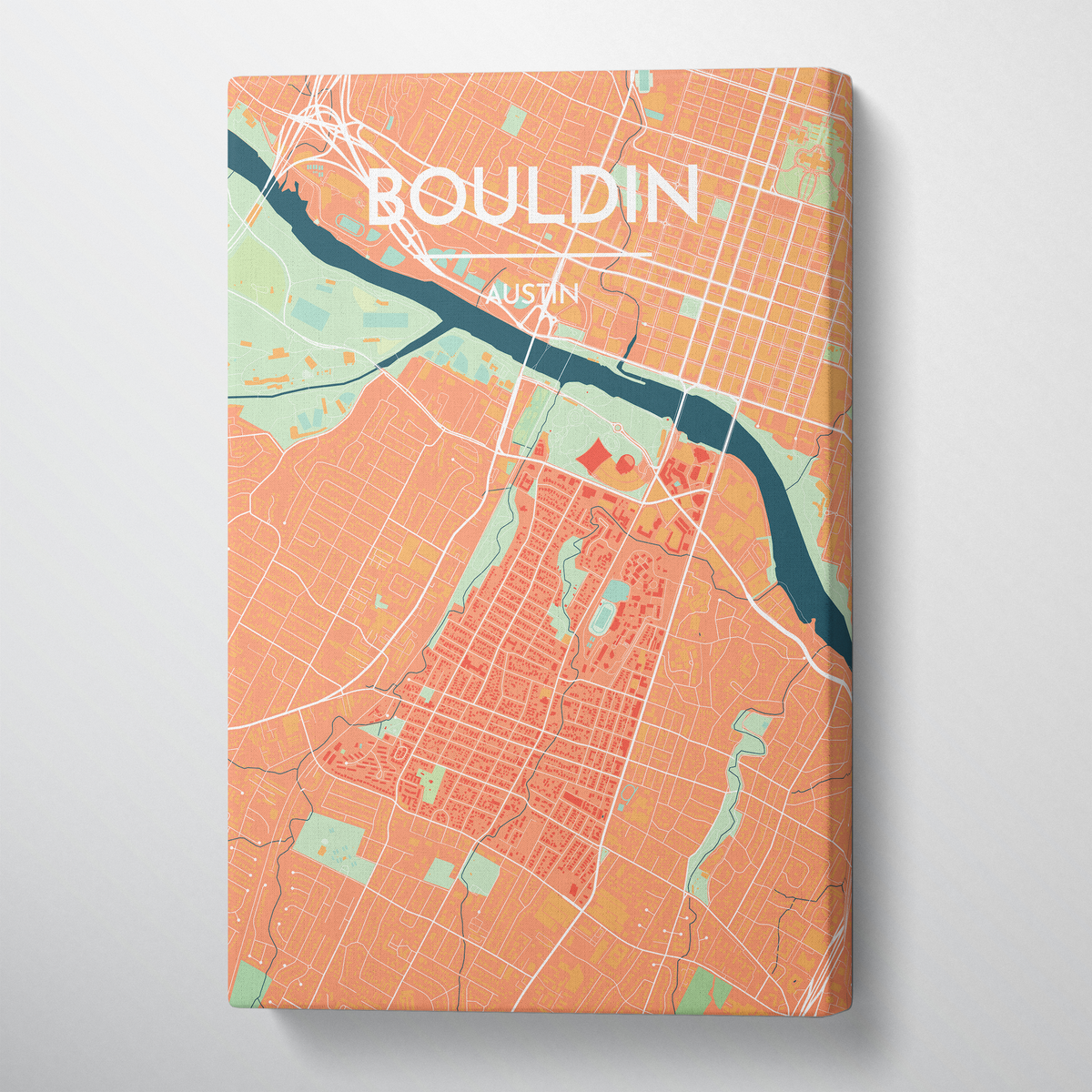 Bouldin Neighbourhood of Austin Map Canvas Wrap - Point Two Design