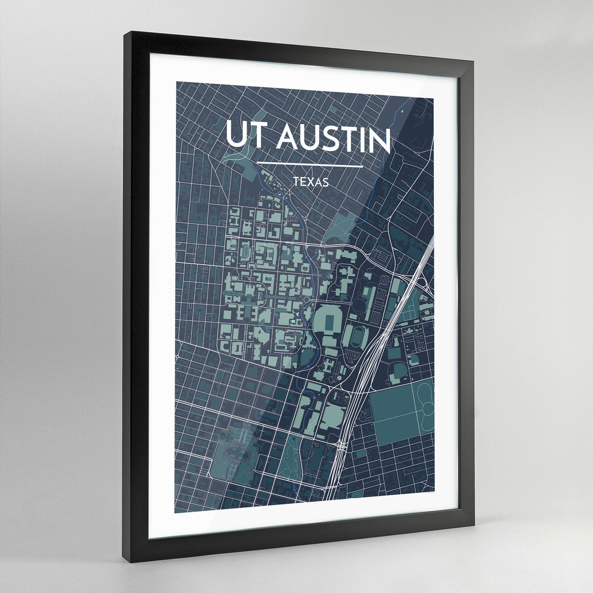 Framed University of Texas Austin City Map Art Print - Point Two Design