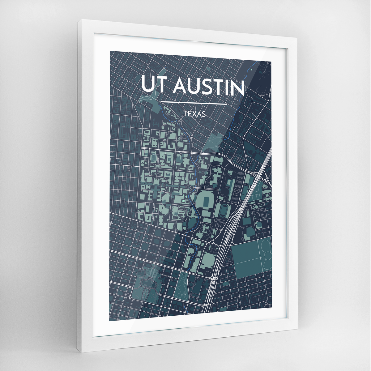University of Texas Austin Map Art Print - Framed