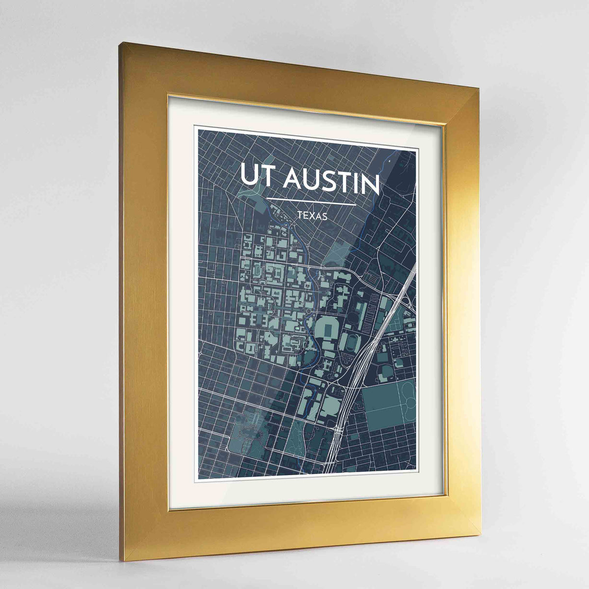 University of Texas Austin Map Art Print - Framed