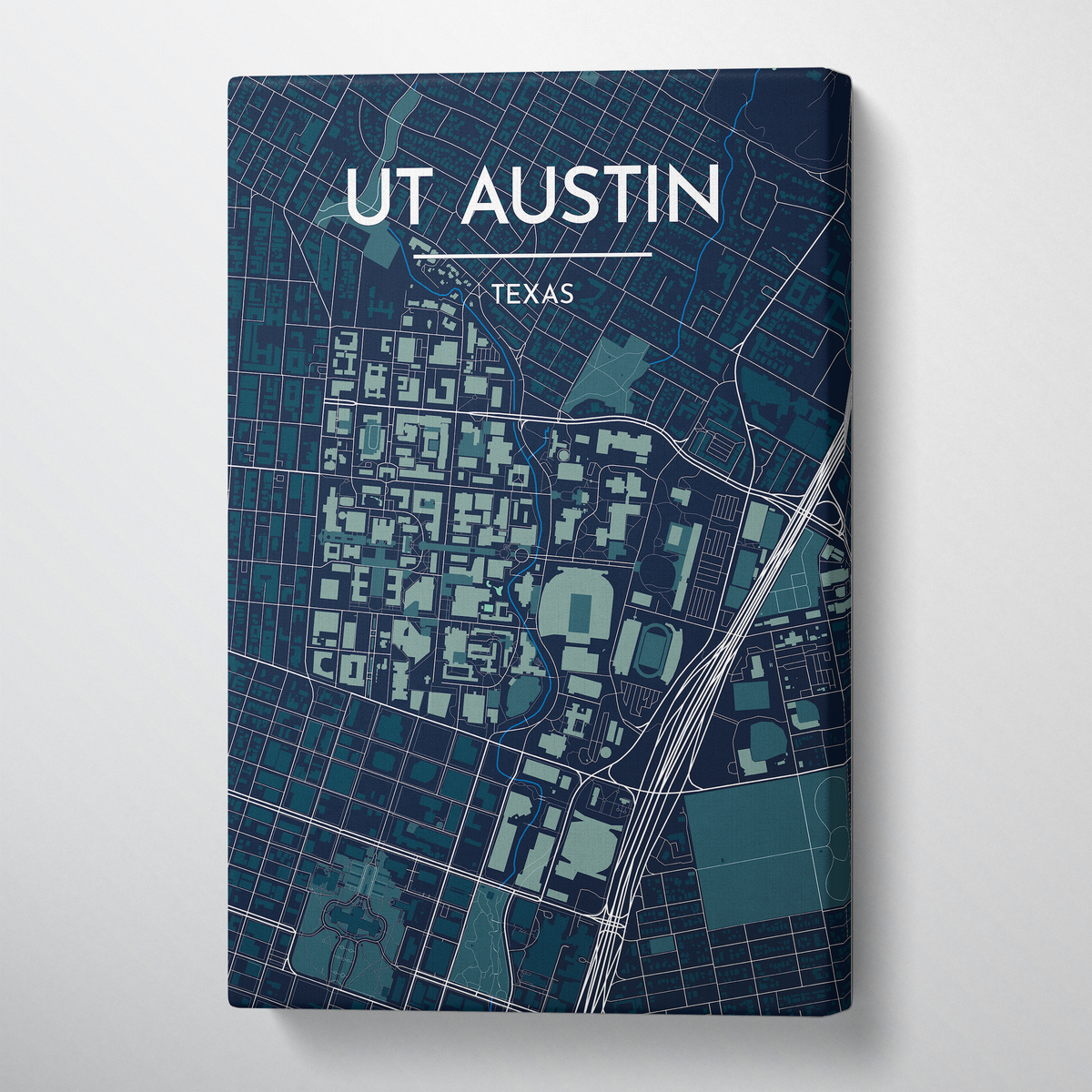 University of Texas Austin City Map Canvas Wrap - Point Two Design