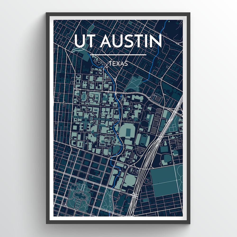 University of Texas Austin City Map Art Print - Point Two Design