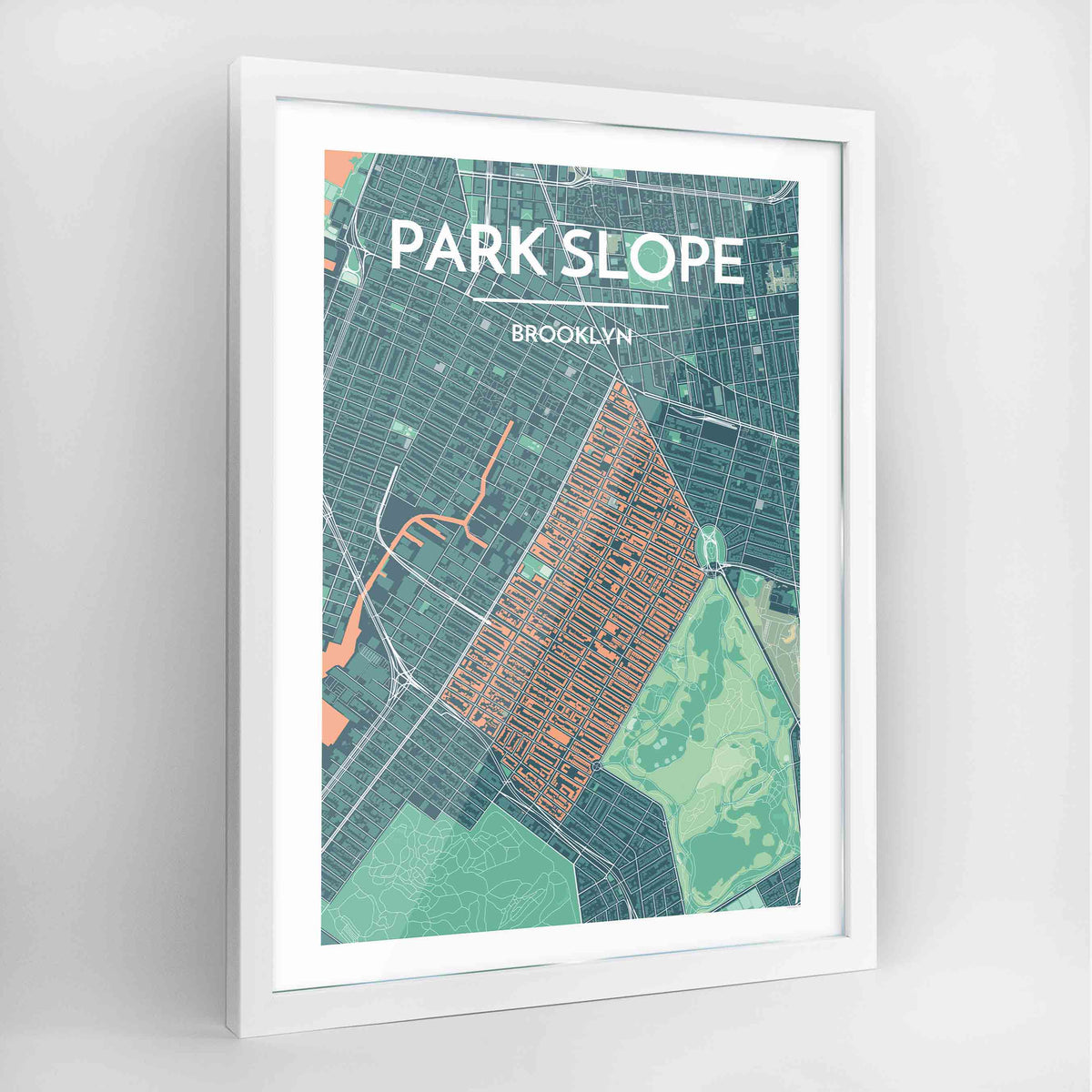 Park Slope Map Art Print - Framed